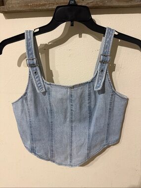 wild fable Light Blue Denim Corset Crop Top